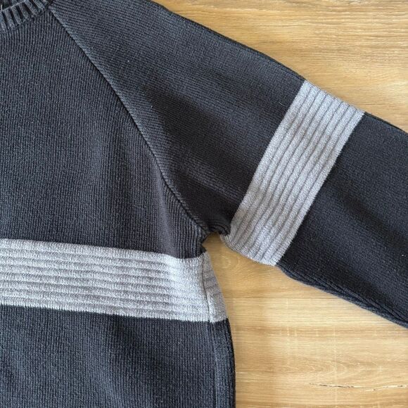 Vintage 90s No Fear Crewneck Sweater Black Gray Stripe Size XL Single Stitch - Picture 3 of 8